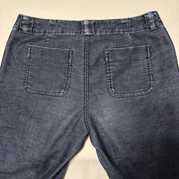 Express Stretch Navy Corduroy Pants Womens 3/4 Inseam 32 Straight Leg Ankle Slit - Picture 4 of 13